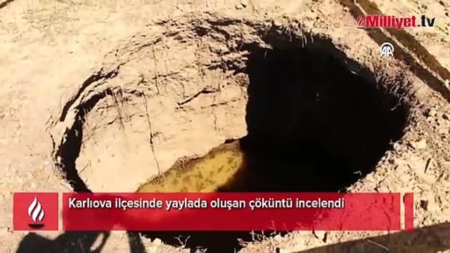 Karlıova ilçesinde yaylada oluşan çöküntü incelendi