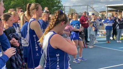 2024 LVFNL A-grade netball premiership medal presentation to Mitiamo