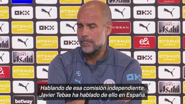 GUARDIOLA, irónico con JAVIER TEBAS por la posible SANCIÓN al MANCHESTER CITY
