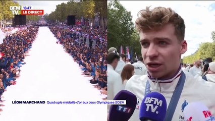 Tải video: Léon Marchand à la parade des JO: 