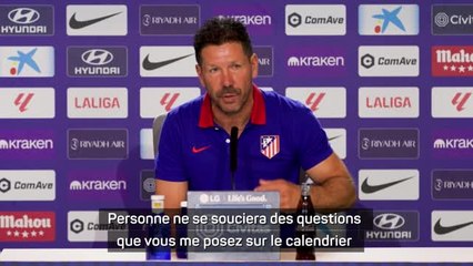 Atlético - Simeone : "Après le derby, personne ne se souciera du calendrier"