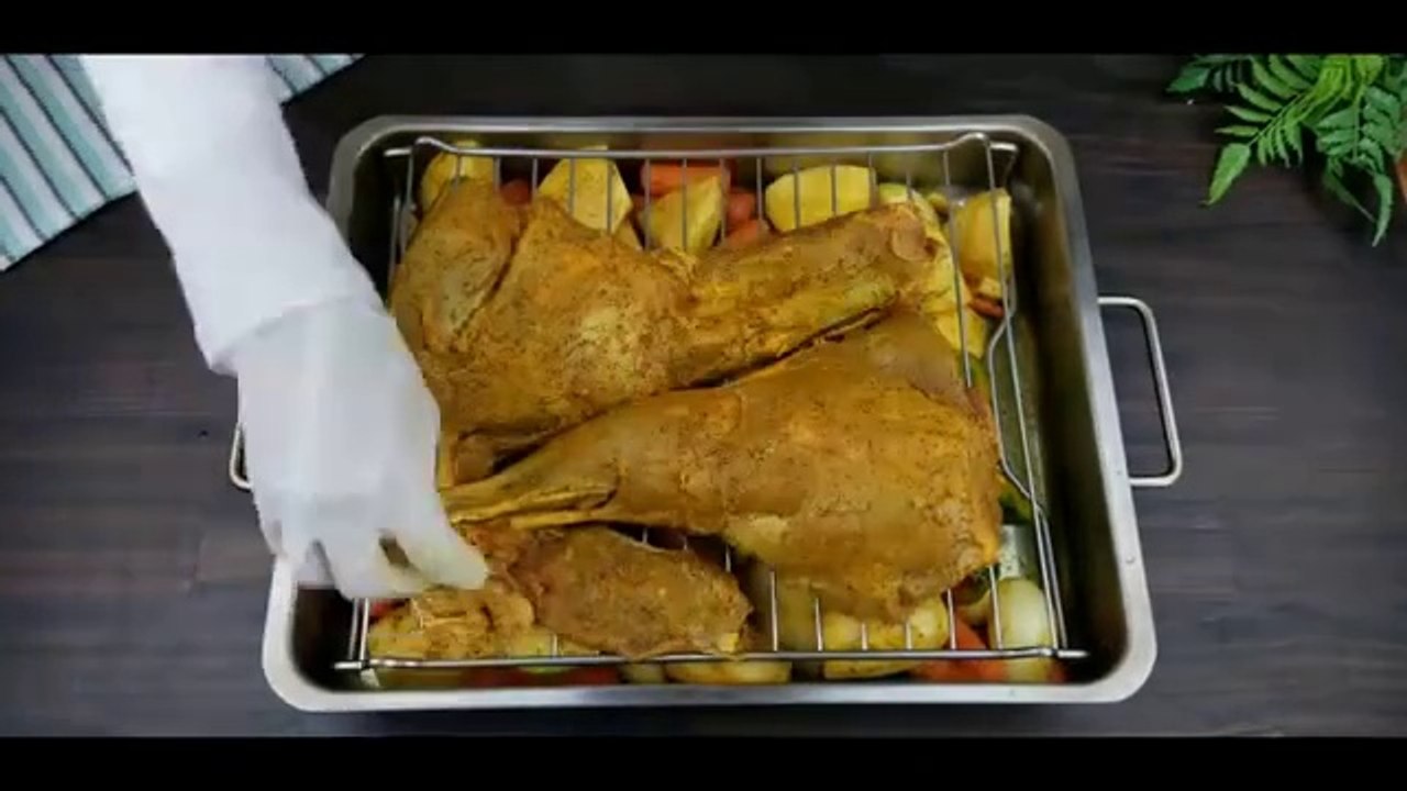 طبخ لحم تيس حنيذ روعه مع وصفة رز وطبق خضروات