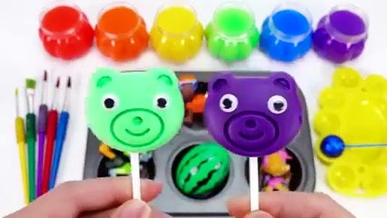 Satisfying Video l How to Make Rainbow Lollipop Fruits AND Paint TO Princess W Slime Cutting ASMR