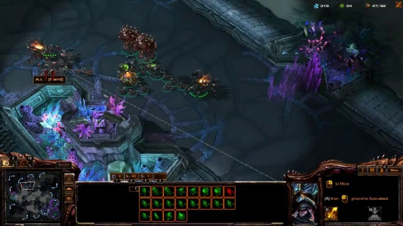 [StarCraft 2] No.0263 -- Normal-Level ZERG player fights Hard A.I., WIN [..really was Cavern Day]