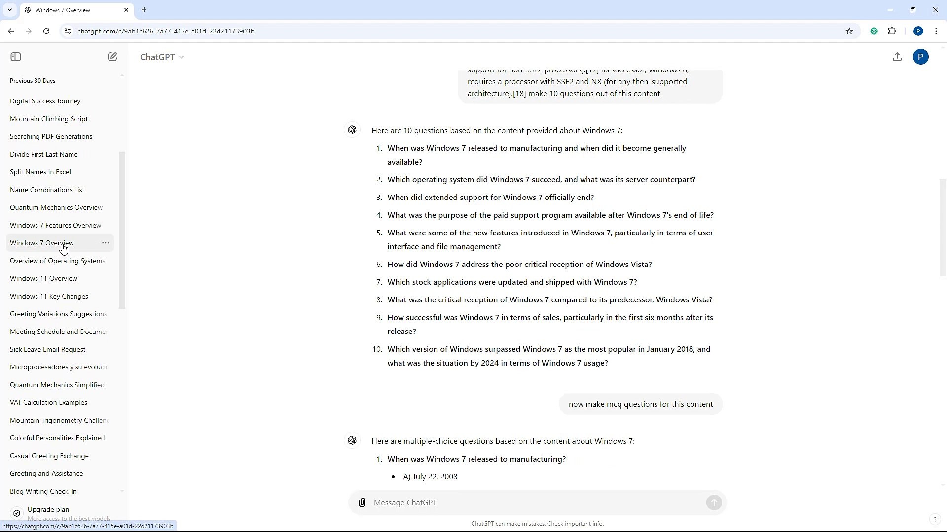 ChatGPT Course Section 52 Renaming Old Chats