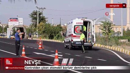 Nevşehir'de kontrolden çıkan otomobil bariyer demirlerine çıktı
