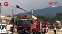 Sakarya’da  fabrikadaki patlama dronla görüntülendi