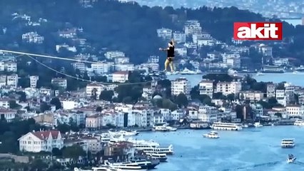 Asya kıtasından Avrupa kıtasına ip üstünde tarihi yürüyüş