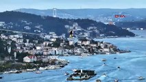 İstanbul Boğazı'nda nefes kesen anlar: İki kıtayı ip üstünde geçti