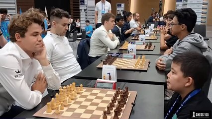 Tricky little kid tries the Stalemate trick against Magnus Carlsen  World Team Blitz 2024  Magnus Carlsen vs Nurassyl Primbetov