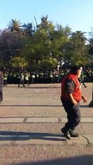 María Chávez, jefa de Bomberos Voluntarios de Castañares, en la procesión del Milagro