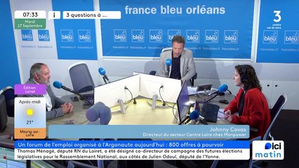 France Bleu Orléans - 3 Questions à : Johnny COVAS, directeur du secteur Centre Loire chez Manpower