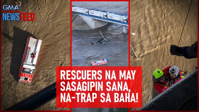 Rescuers na may sasagipin sana, na-trap sa baha! | GMA Integrated Newsfeed