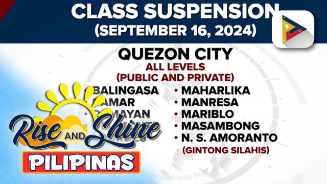 Klase sa ilang barangay sa Quezon City, suspendido ngayong araw