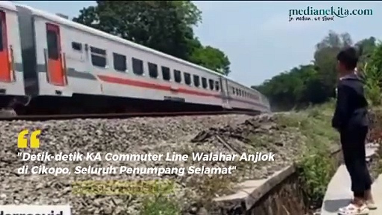 Viral! Detik-detik Salah Satu Rangkaian KA Commuter Line Walahar Anjlok di Cikopo