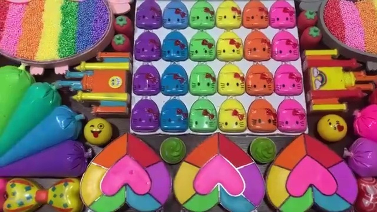 SATISFYING WITH CLAY PIPING BAG & FOAM SLIME and GLITTER_Mixing Random Things Into GLOSSY Slime#ASMR.