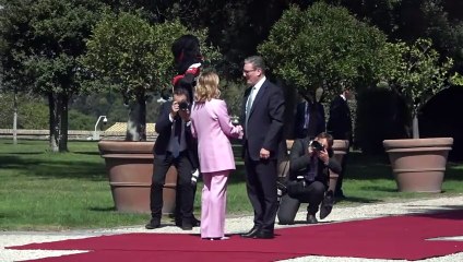 Starmer arrives for meeting with Italian PM Giorgia Meloni