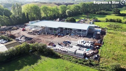 Aerial footage showing how the new Lidl store in Walsall Wood is taking shape.