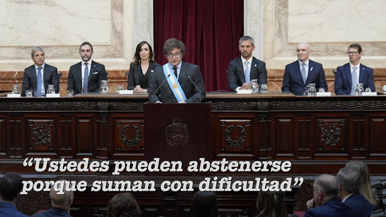 Milei polarizó con el peronismo y apuntó a Martínez al presentar el presupuesto 2024: “Ustedes pueden abstenerse porque suman con dificultad”