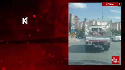Konya'da kilolarca et kamyonet kasasında taşındı
