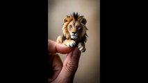 Tiny Lion in human hands