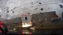Dash Cam Captures a Tornado Touch Down on Top of a Car