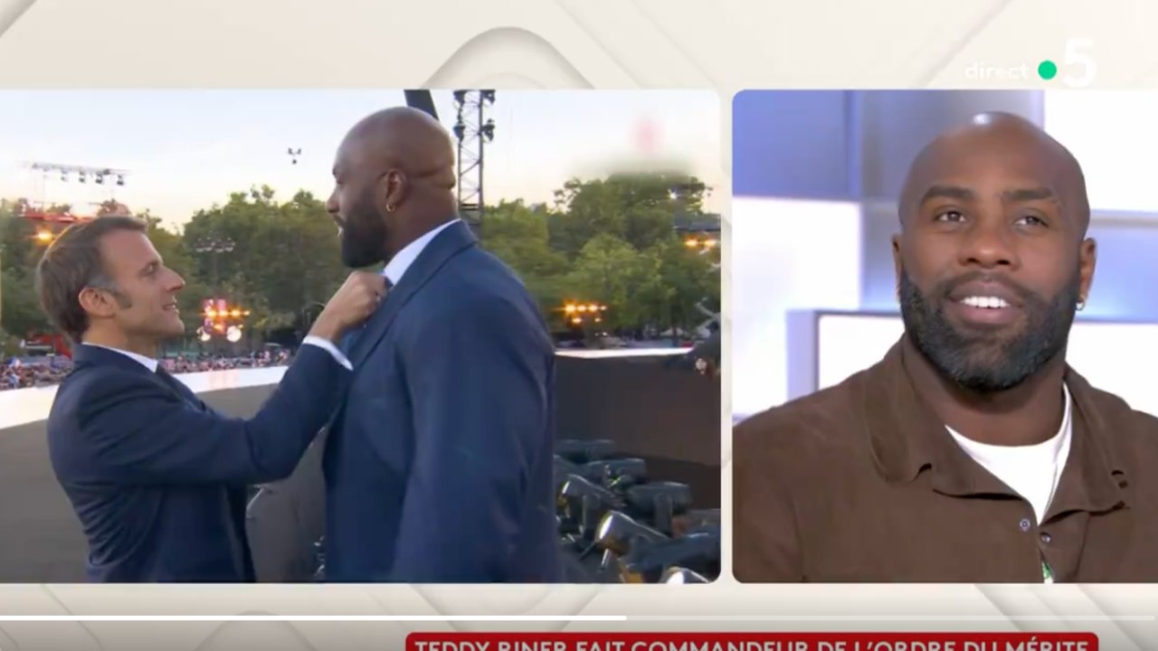 “Personne n’a vécu ça” : Teddy Riner revient sur sa séquence insolite avec Emmanuel Macron pendant la parade des champions