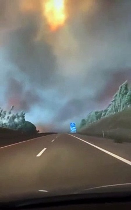 Imagens impressionantes mostram condutor cercado pelo fogo em plena A1