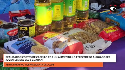 Realizaron cortes de cabello por un alimento no perecedero a jugadores juveniles del Club Guaraní
