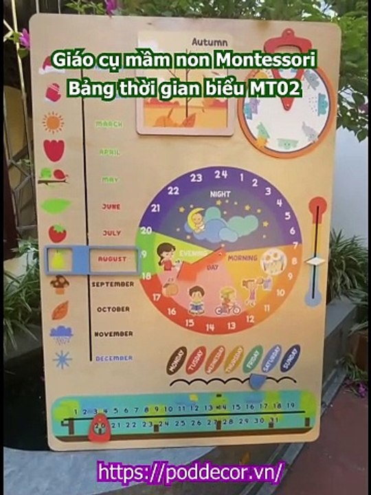 Giáo cụ mầm non Montessori Bảng thời gian biểu MT02