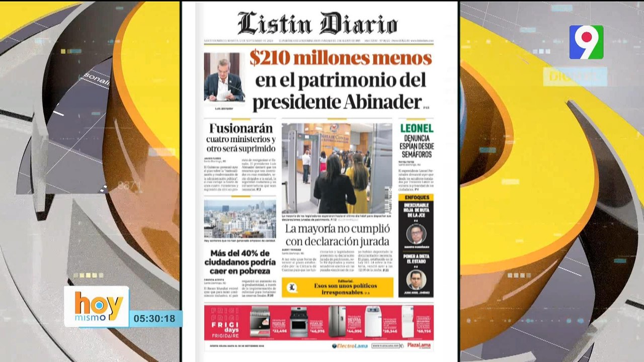 Titulares de prensa dominicana martes 17 de septiembre 2024 | Hoy Mismo