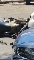 Carro derruba motocicleta da PM em Salvador