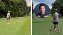 Checo Pérez reaparece jugando golf en medio de la hospitalización de su padre, Antonio Pérez Garibay