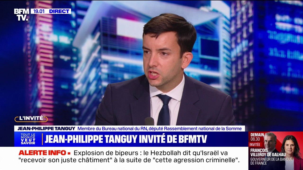 Hausse des impôts envisagée par Michel Barnier: "Si c'est une mesure de justice fiscale, (...) Michel Barnier aura notre soutien", affirme Jean-Philippe Tanguy (RN)