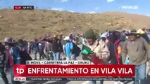 Evistas rodearon a los arcistas en los cerros y rebasaron a la  columna que quiso frenar la marcha en la ruta La Paz - Oruro 