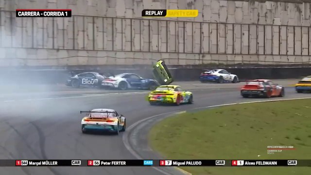 Porsche Carrera Cup Brasil 2024 Interlagos 2 Race 1 Restart Giaffone Flips