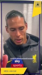 Virgil Van Dijk  s’exprime en zone mixte après la victoire des Reds  3 à 1 face à Milan à San Siro 