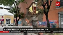 Casa antigua en el centro de Toluca al borde del colapso tras intensas lluvias