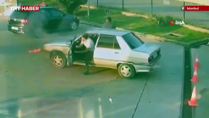 Gaz kaçağı olan otomobil akaryakıt istasyonunda böyle patladı