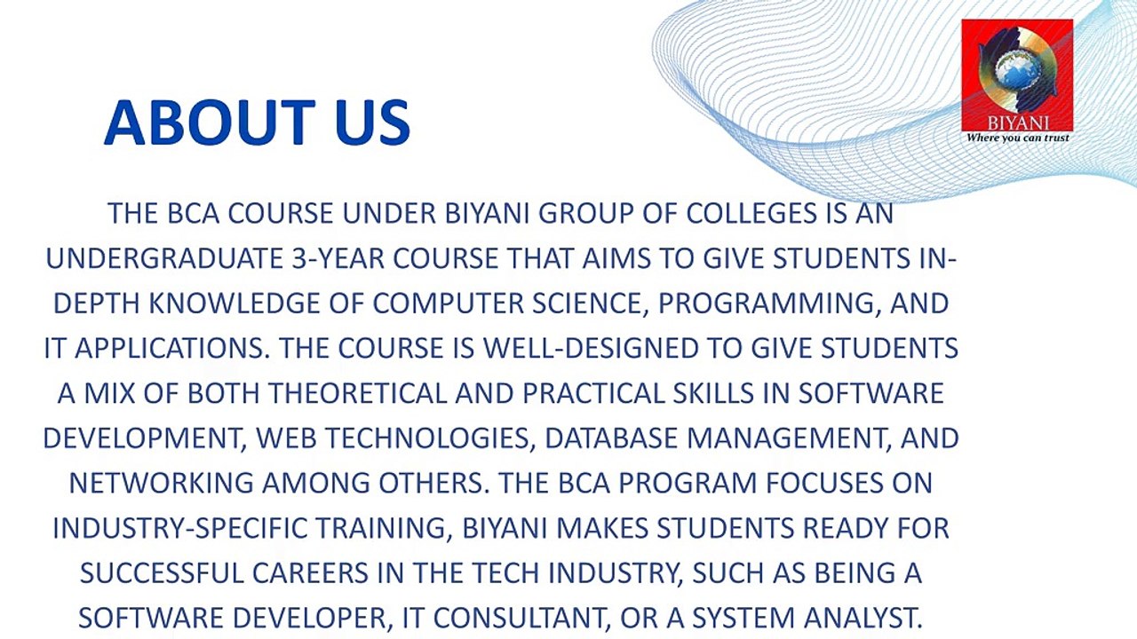 Examining the Bachelor of Computer Applications Program at Biyani Group of Colleges: Opening Up a Future in IT