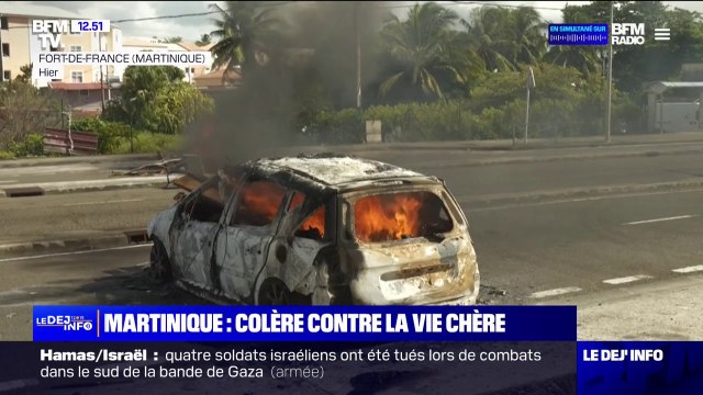 Voitures brûlées, mobiliers urbains vandalisés... en Martinique, le mouvement de lutte contre la vie chère se durcit