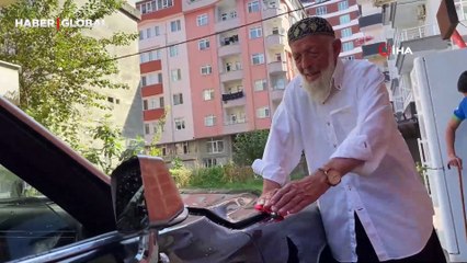 85 yaşındaki Rizeli Mustafa dede 1973 model klasik arabasına gözü gibi bakıyor