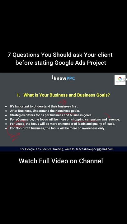 7 questions you should ask to your client before starting google ads project