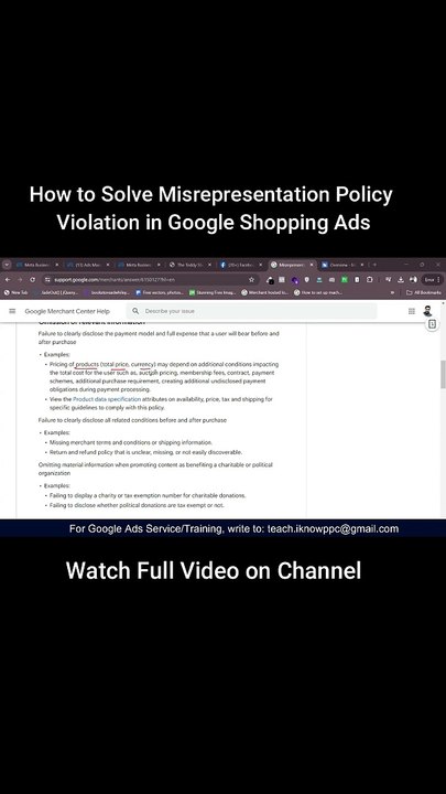 How to solve Misrepresentation policy violataion in google shopping ads - shorts