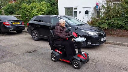 Mobility scooter rider Margaret Pryke is fed-up with Ashford potholes