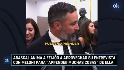 Abascal anima a Feijóo a aprovechar su entrevista con Meloni para "aprender muchas cosas" de ella