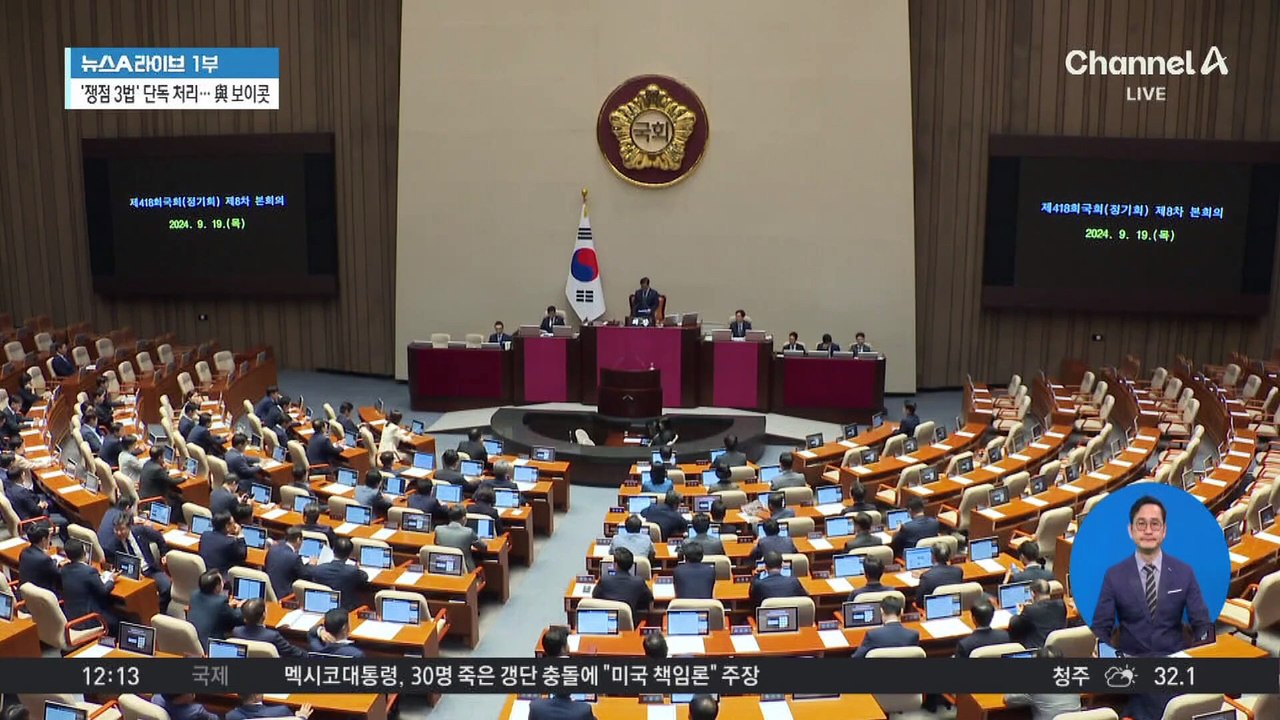 野 ‘쟁점 3법’ 단독 처리…與 본회의 보이콧