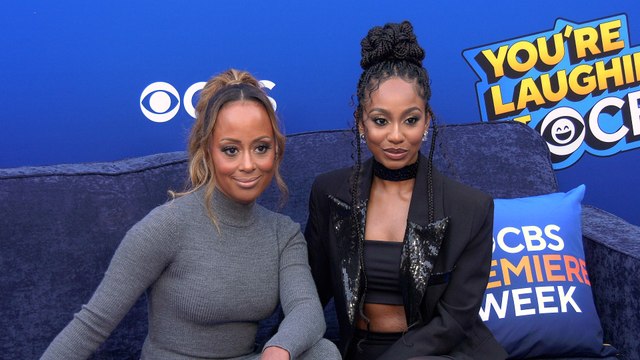 Essence Atkins and Tetona Jackson You're Laughing at CBS: A Night of Sit-DOWN Comedy Event Blue Carpet