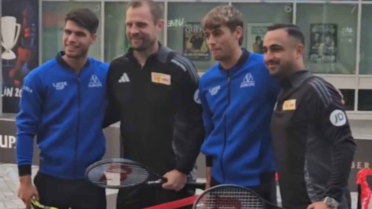 Tennis - Laver Cup 2024 - Carlos Alcaraz montre ses qualités de footballeur au staff de l'Union Berlin
