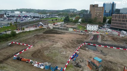 Fresh aerial footage over the Station Quarter development, Telford.
